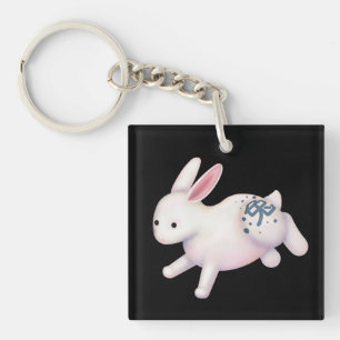 Llavero Conejo Zodiaco Chino Cute Astrología Rótulo Negro