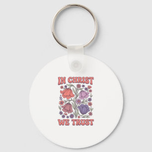 Llavero Confiamos en Cristo Diseño Floral Cristiano Vector