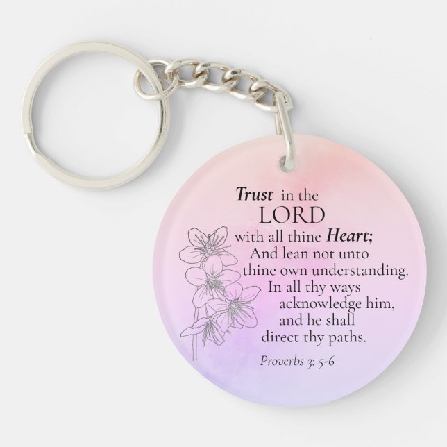 Llavero Confianza en el Señor Biblia Verse Floral acuarela (Frente)