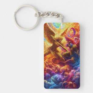 Llavero Conflicto celestial colorido Pintura abstracta