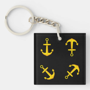 Llavero Conjunto de anclaje de barco de oro del personaliz