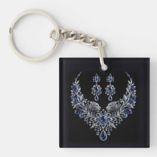 Llavero Conjunto de joyería de cristal de tigre plateado a