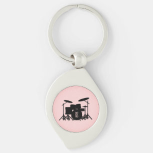 Llavero Conjunto de tambores Monograma Diseño de música Ro