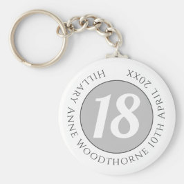 Llavero Conmemoración de cumpleaños con nombre, edad y fec