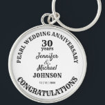 Llavero Conmemorativo aniversario de Pearl Boda<br><div class="desc">Regalo de aniversario,  ya sea boda,  jubilación,  graduación,  madurez o compromiso,  el texto es completamente editable para su ocasión. Cualquier aniversario se puede añadir a este keychain conmemorativo.</div>