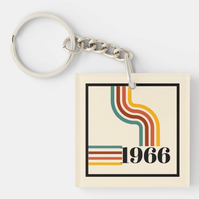 Llavero conmemorativo de cumpleaños Retro 1966 60 (Frente)