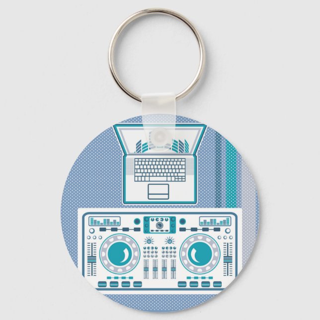 Llavero Conmutable con el vector de equipo de DJ para port (Anverso)