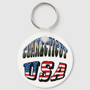 Llavero Connecticut Picture and USA Flag Text