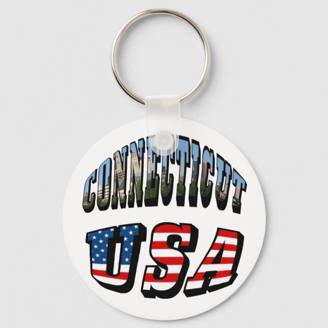 Llavero Connecticut Picture and USA Flag Text (Anverso)