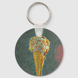 Llavero Cono de helado de chocolate fundido