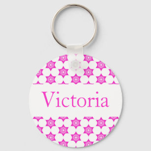 Llavero conocido de encargo de la flor rosada de