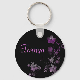 Llavero conocido personalizado - flores púrpuras