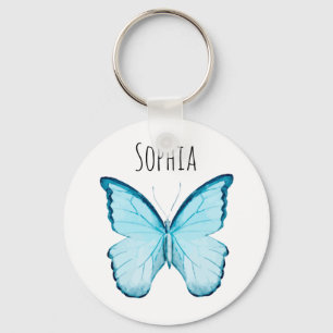 Llavero conocido personalizado mariposa azul de la