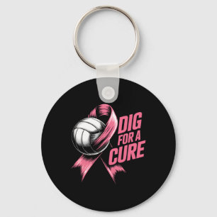 Llavero Consciente Del Cáncer De Mama De Voleibol De Cure