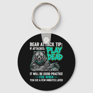 Llavero Consejo de Ataque de Oso Finge Estar Muerto Humor 