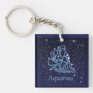 Llavero Constelación de Acuario y signo del zodiaco con es