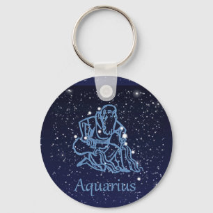 Llavero Constelación de Acuario y signo zodiacal con estre