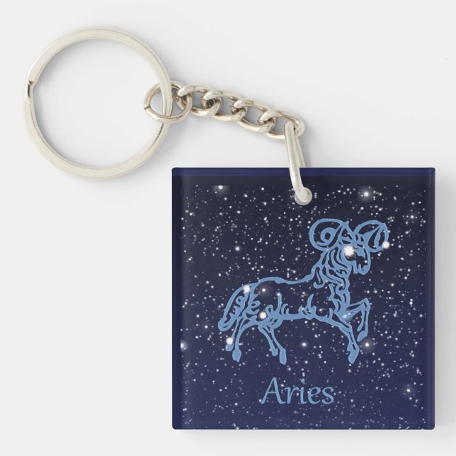 Llavero Constelación de Aries y Rótulo Zodiaco con estrell (Frente)