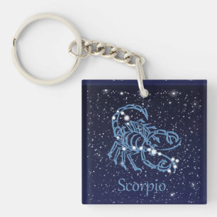 Llavero Constelación de Escorpio y signo zodiacal con estr