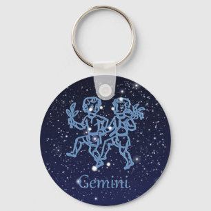 Llavero Constelación de Gemini y Rótulo Zodiaco con estrel