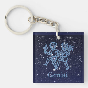 Llavero Constelación de Géminis y signo del zodiaco con es