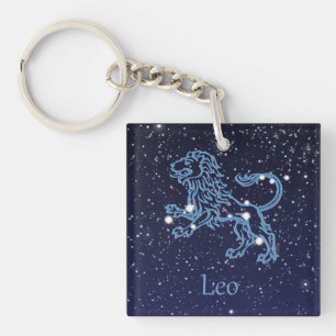 Llavero Constelación de Leo y signo zodiacal con estrellas