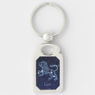 Llavero Constelación de Leo y signo zodiacal con estrellas