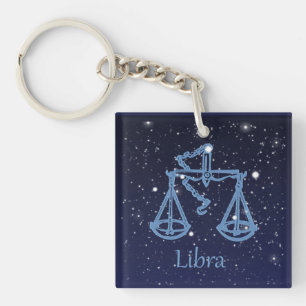 Llavero Constelación de Libra y signo zodiacal con estrell