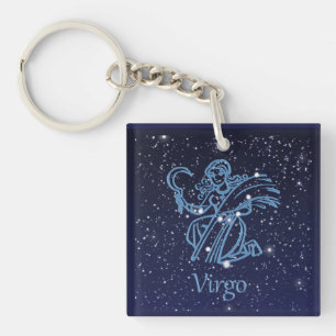 Llavero Constelación de Virgo y signo zodiacal con estrell
