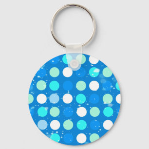 Llavero Coo big blue, white, light blue polka dots
