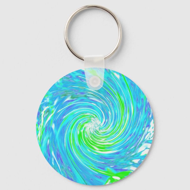 Llavero Cool Abstract Retro Aqua and Lime Green Swirl (Anverso)