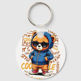 Llavero Cool Bear in Hoodie and Sunglasses