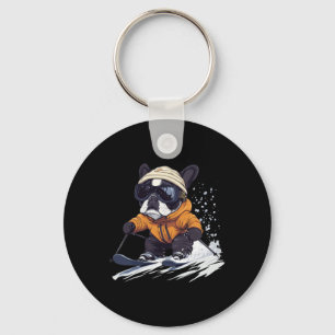 Llavero Cool Bulldog Francés Esquí Invierno Divertido Perr