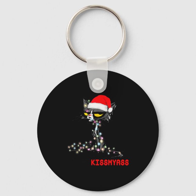 Llavero Cool Cat Hat Merry Kiss My Christmas  (Anverso)