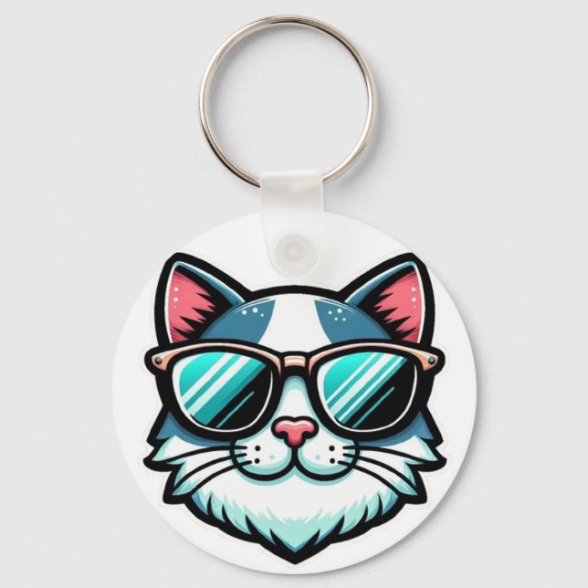 Llavero Cool Cat Keychain – Stylish Feline Accessory (Anverso)