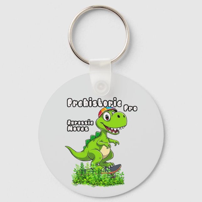 Llavero Cool Dino on a Skateboard (Anverso)