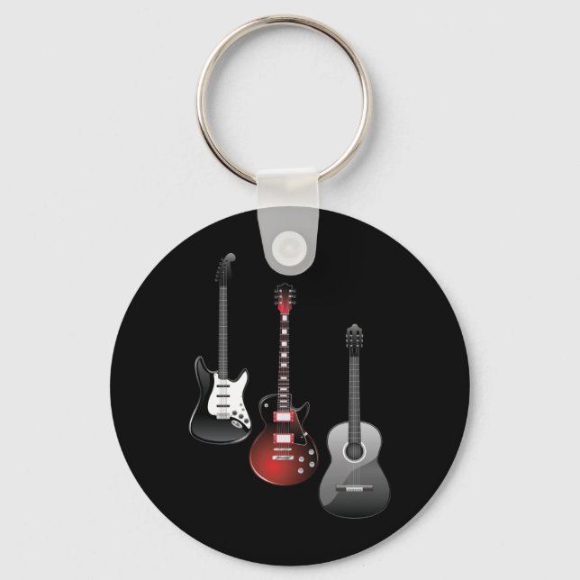 Llavero Cool Electric Guitars for Music Lovers Custom Gift (Anverso)