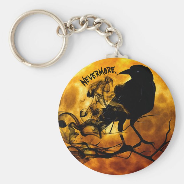 Llavero Cool 'Nevermore' Raven Orange Moon Wispy Ghosts (Frente)