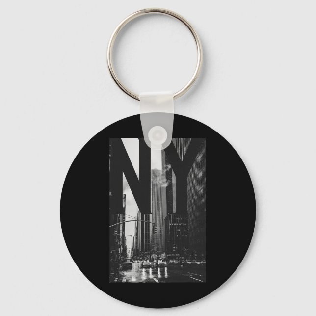 Llavero Cool New York City Abstract Skyline, Black &amp; W (Anverso)