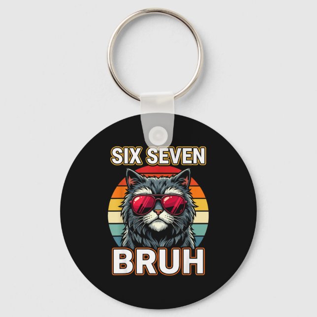 Llavero Cool Retro Six Seven Bruh Cat Sungles Meme 67  (Anverso)