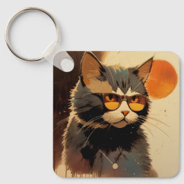 Llavero Cool Streetwear Graffiti Cat with Sunglasses