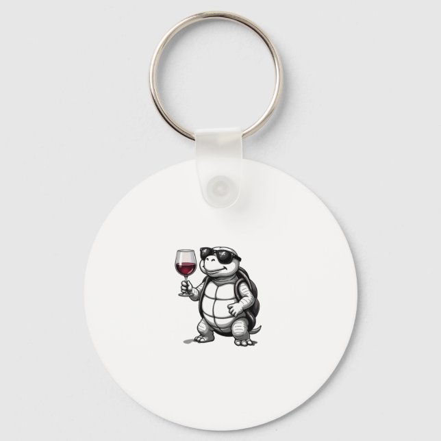 Llavero cool turtle drinking red wine art print_1 (2) (Anverso)