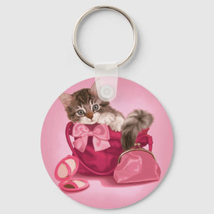 Llavero Coon de Maine en bolso rosado