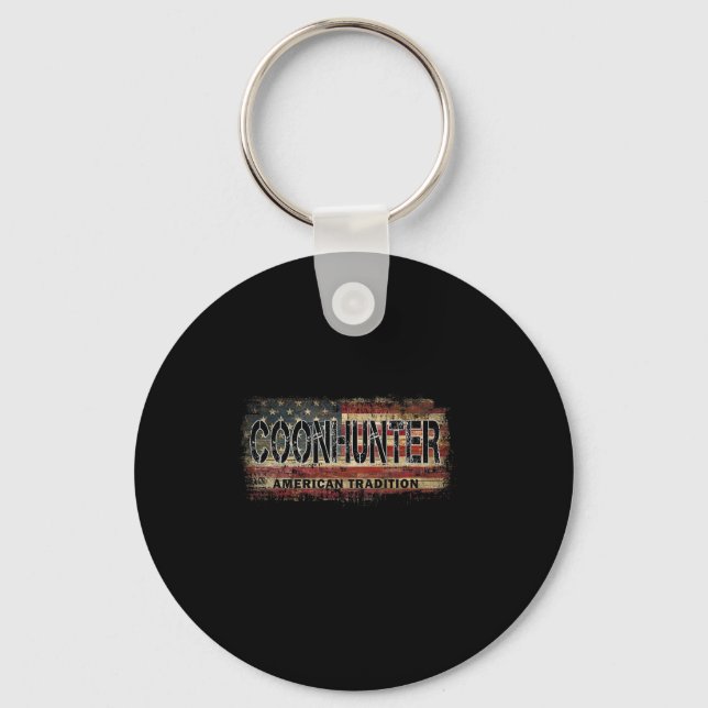 Llavero Coon Hunter Bandera Estadounidense Estilo de cosec (Anverso)