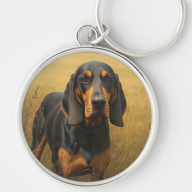 Llavero Coonhound negro y fuego (Frente)