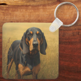 Llavero Coonhound negro y fuego