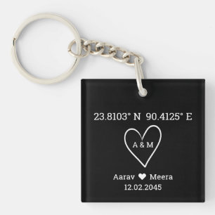 Llavero Coordenadas del Favor de Boda del Amor