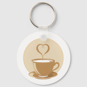 Llavero Copa de café con cadena de teclas de vapor de cora