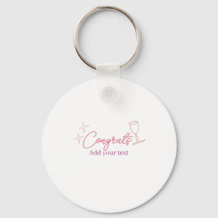 Llavero copa de vino congrats estrellas rosa pastel negrit