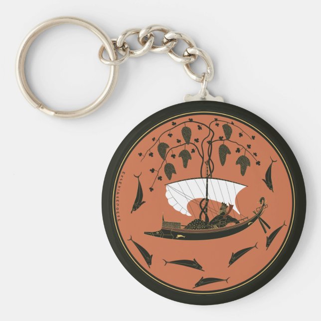 Llavero Copa Dionysus: Dios griego sobre vinos y delfines  (Frente)